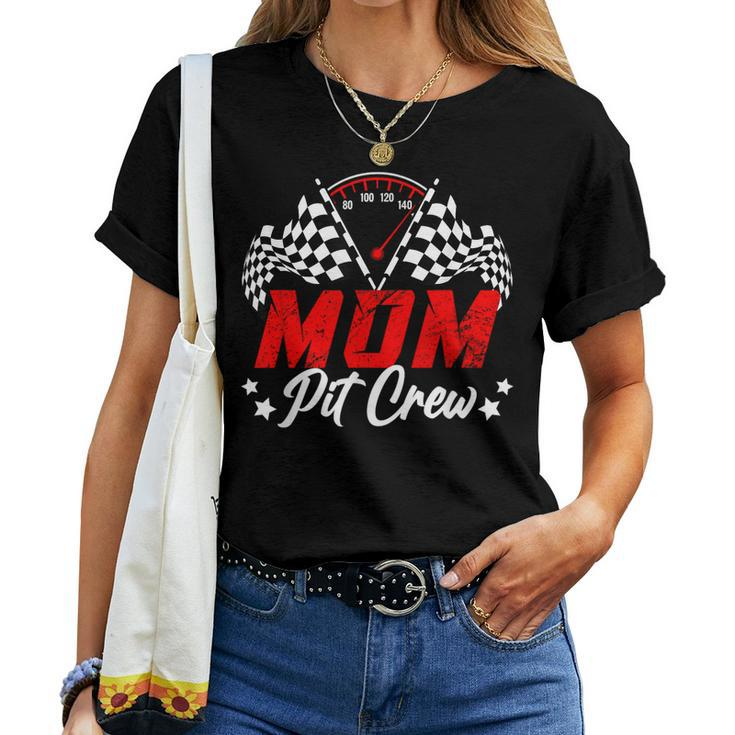 Mom Pit Crew Birthday Party Race Car Lover Racing Family Women T-shirt