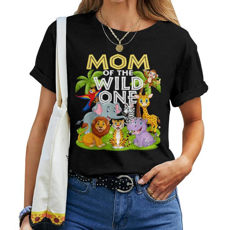 Mom Of The Wild One 1St Birthday Zoo Animal Safari Jungle Women T-shirt