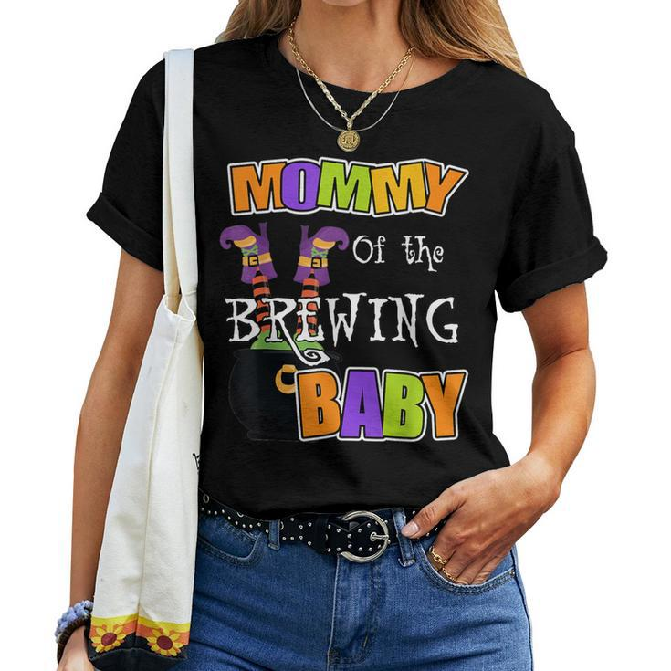 Mommy Of Brewing Baby Halloween Theme Baby Shower Spooky Women T-shirt