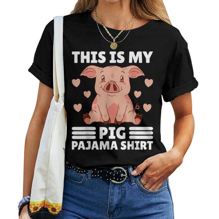 My Pig Pajama  Women Pig Pjs Cute Pig Stuff Farmer Girl  Women T-shirt Crewneck Short Sleeve Graphic