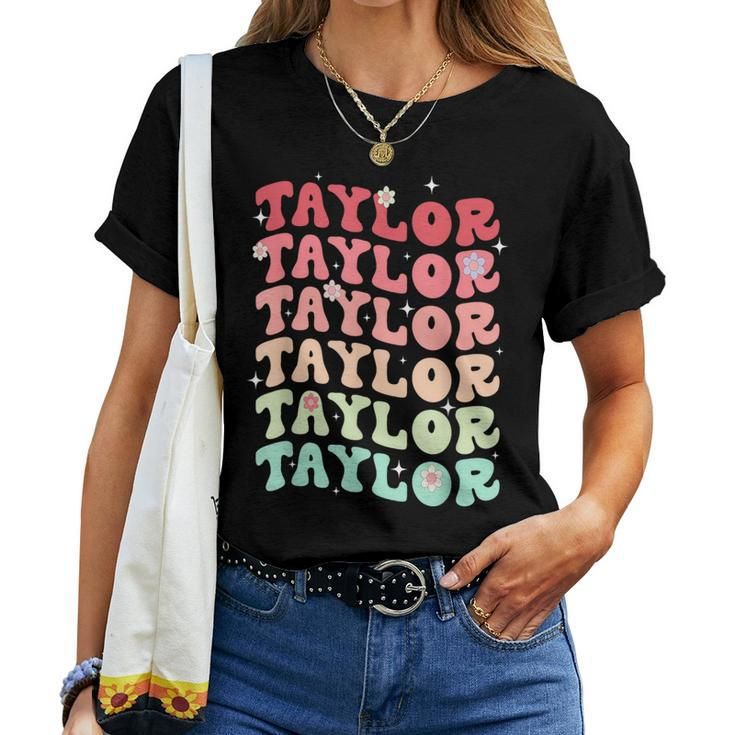 Name Taylor Girl Boy Retro Groovy 80'S 70'S Colourful Women T-shirt