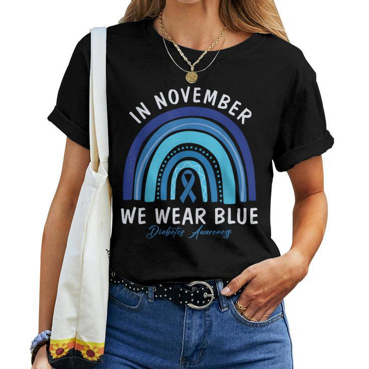 In November We Wear Blue Rainbow Diabetes Awareness Women T-shirt