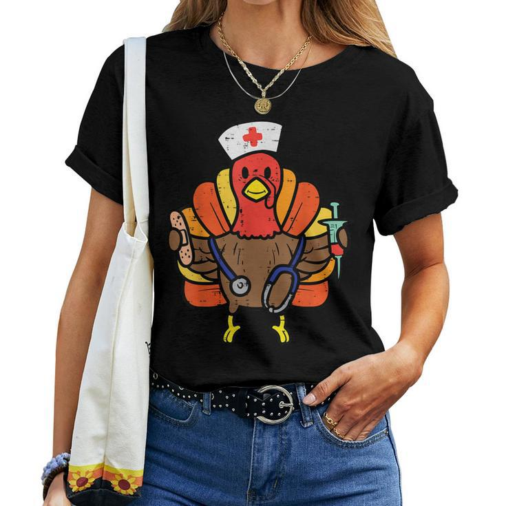 Nurse Turkey Thanksgiving Scrub Top For Nurses Fall Women Women T-shirt