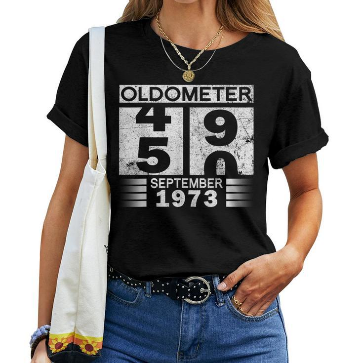 Oldometer 49-50 Born In September 1973 Funny 50Th Birthday Women T-shirt