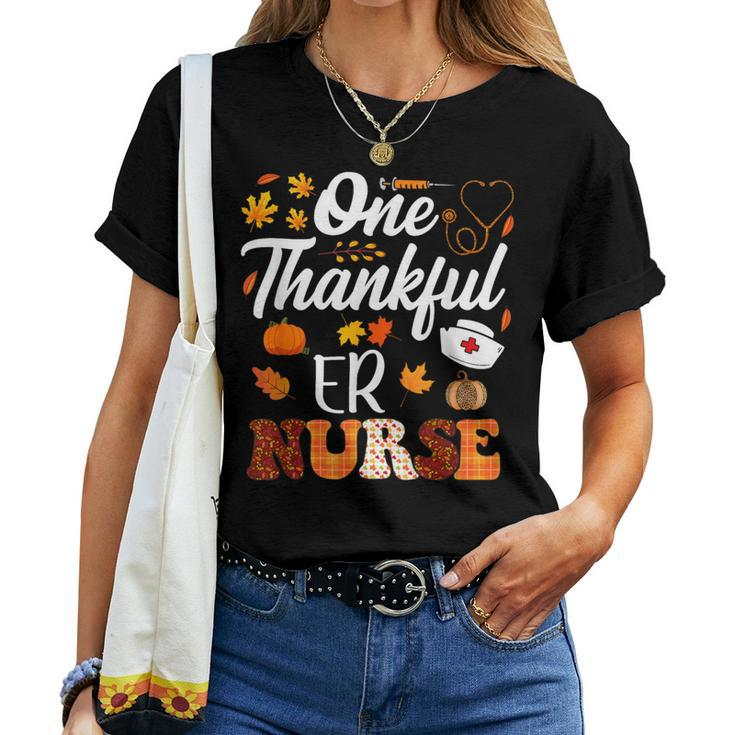 One Thankful Er Nurse Thanksgiving Fall Women T-shirt