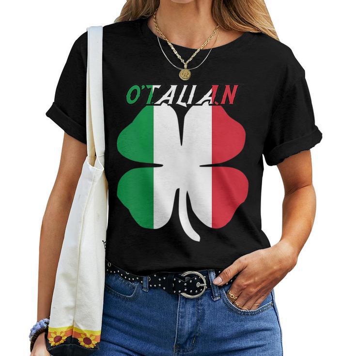 Reality Glitch Torn Italy Flag Women's T-Shirt - 100% Ring-Spun Cotton Tee - View #5