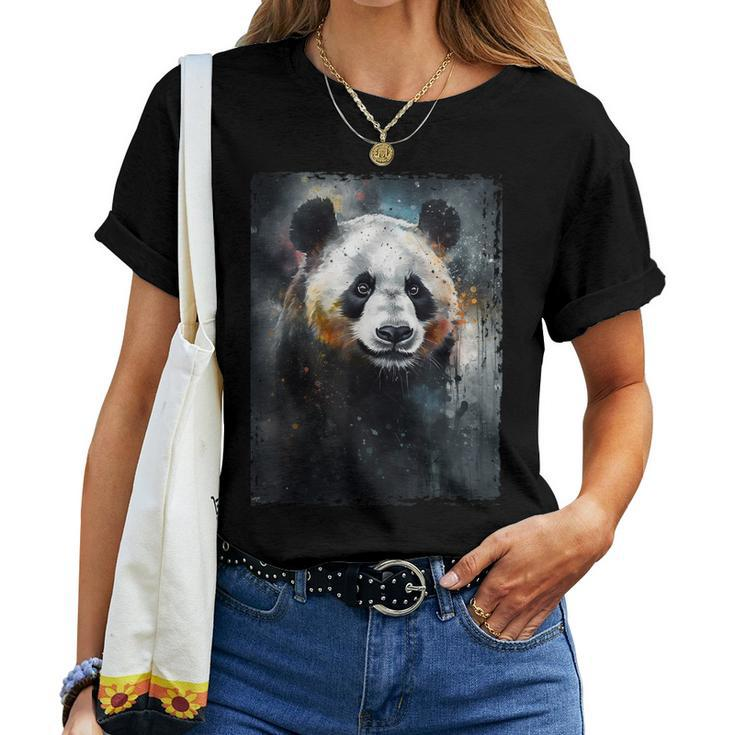 Panda Watercolor Panda Lovers Oil Painting Boys Kids Women T-shirt
