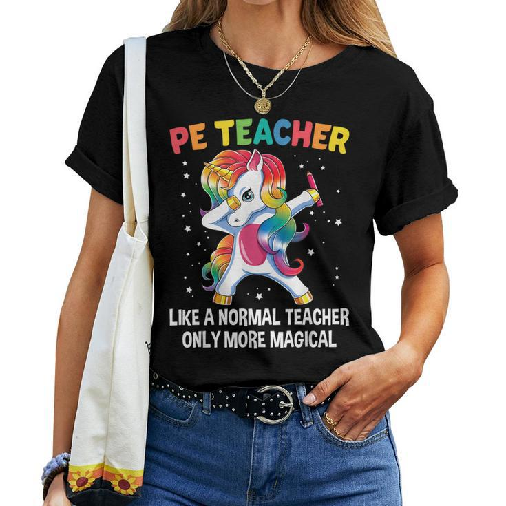 Pe Teacher Back To School Dabbing Unicorn Women T-shirt