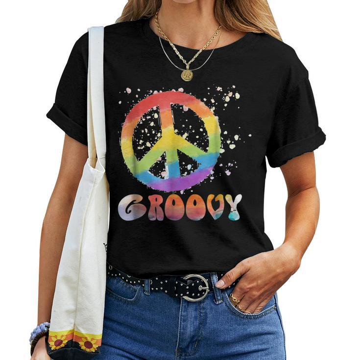 Peace Sign Retro Groovy 60S 70S Hippie Style Women T-shirt
