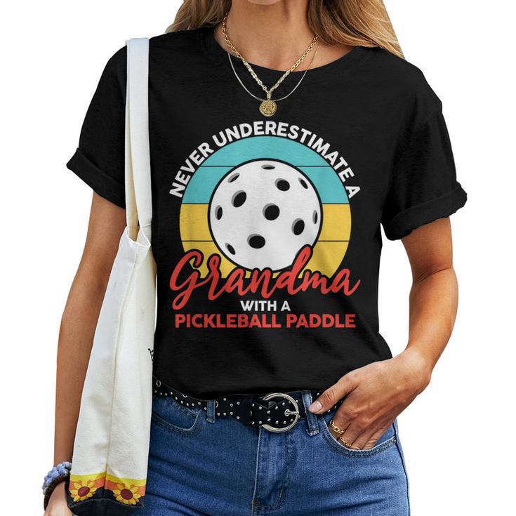 Pickleball Grandma Never Underestimate Court Women T-shirt