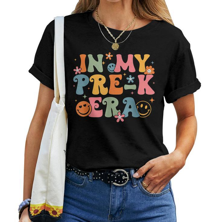 In My Pre K Era Back To School Retro Groovy Pre-K Teachers Groovy Women T-shirt