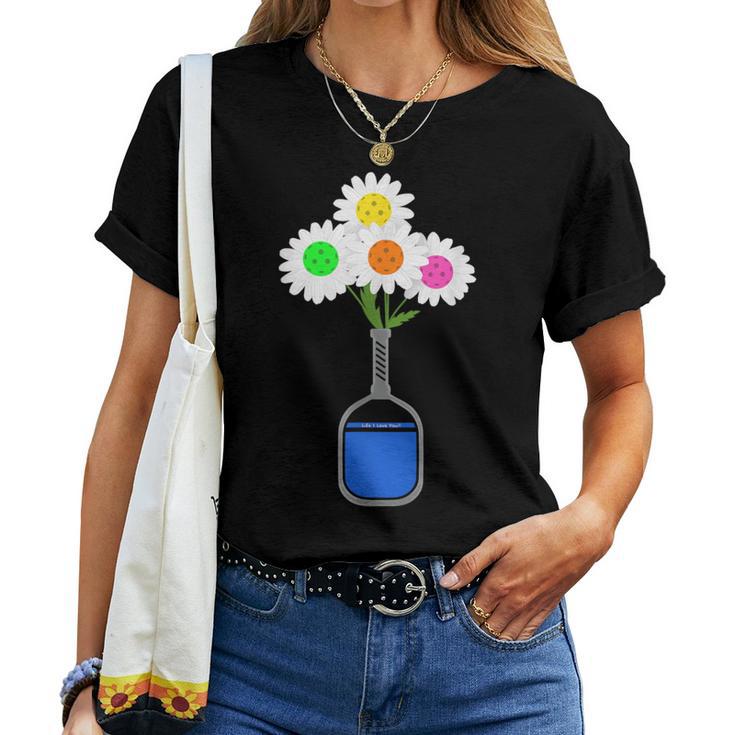 Pretty Pickleball Flowers In Paddle Vase Pickleball Women T-shirt