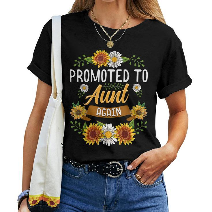 Promoted To Aunt Again Sunflower New Aunt Women T-shirt