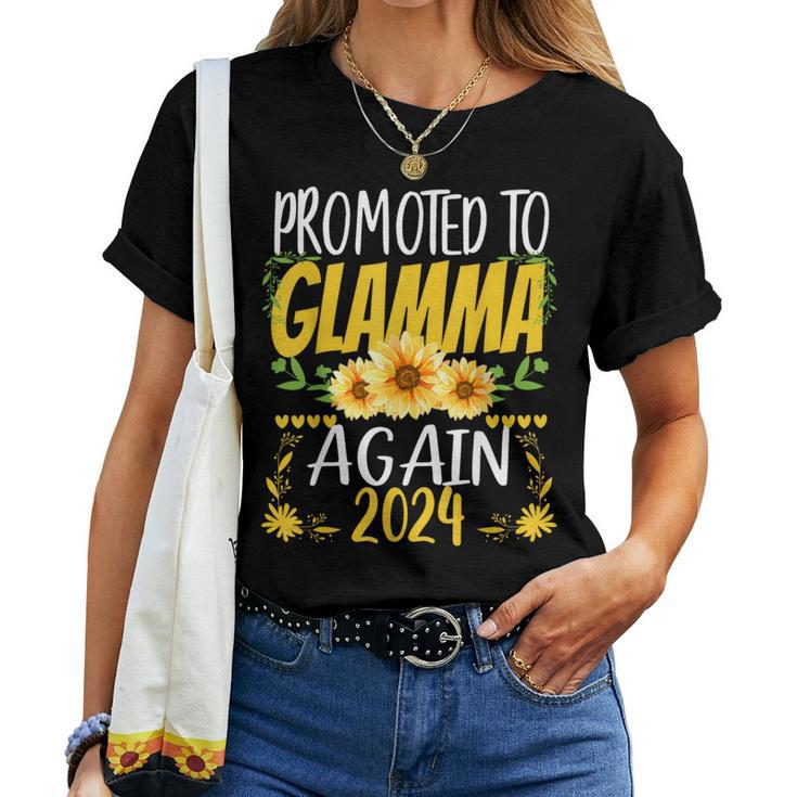 Promoted To Glamma Again 2024 Sunflower Matching Family Women T-shirt