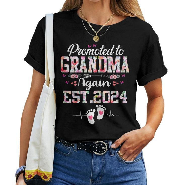 Promoted To Grandma Again 2024 Cute Baby Announcement Women Women T-shirt