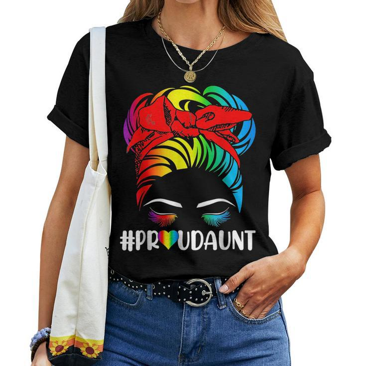 Proud Aunt Pride Lgbt Flag Gay Lesbian Matching Family Women T-shirt