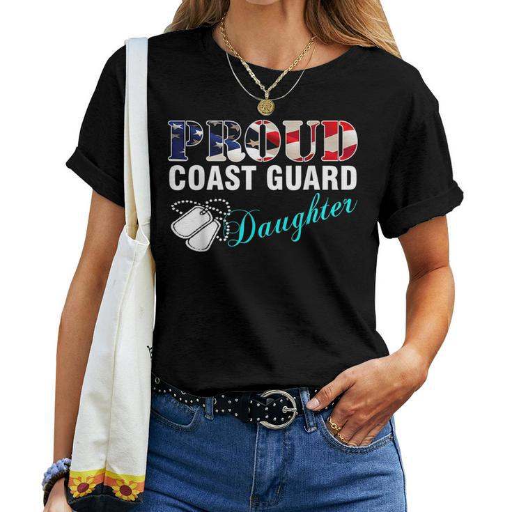 Proud Coast Guard Daughter With American Flag  For Daughter Women T-shirt