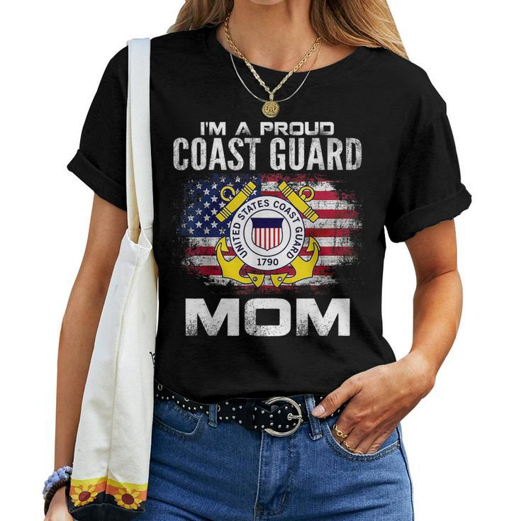 Im A Proud Coast Guard Mom With American Flag For Mom Women T-shirt Crewneck