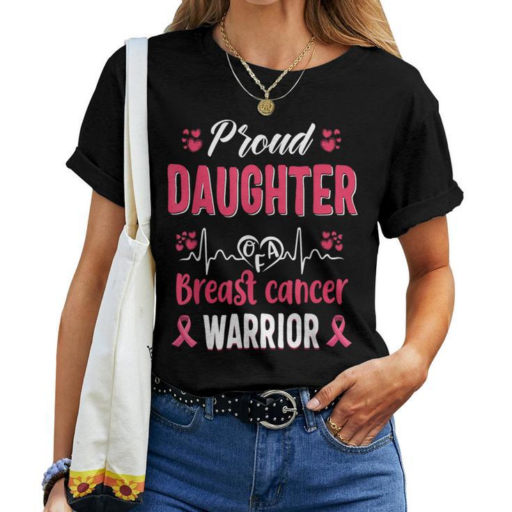Proud Daughter Breast Cancer Warrior Awareness Pink Ribbon Women T-shirt