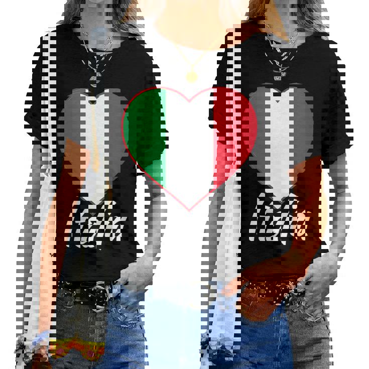Womens Italy T-Shirt Vintage Womens I Love (Heart) Italia Tee