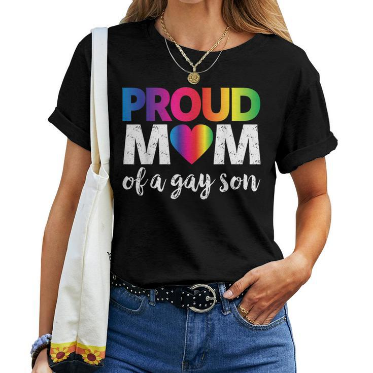 Proud Mom Of A Gay Son Lgbt Pride Month Rainbow Flag Women T-shirt