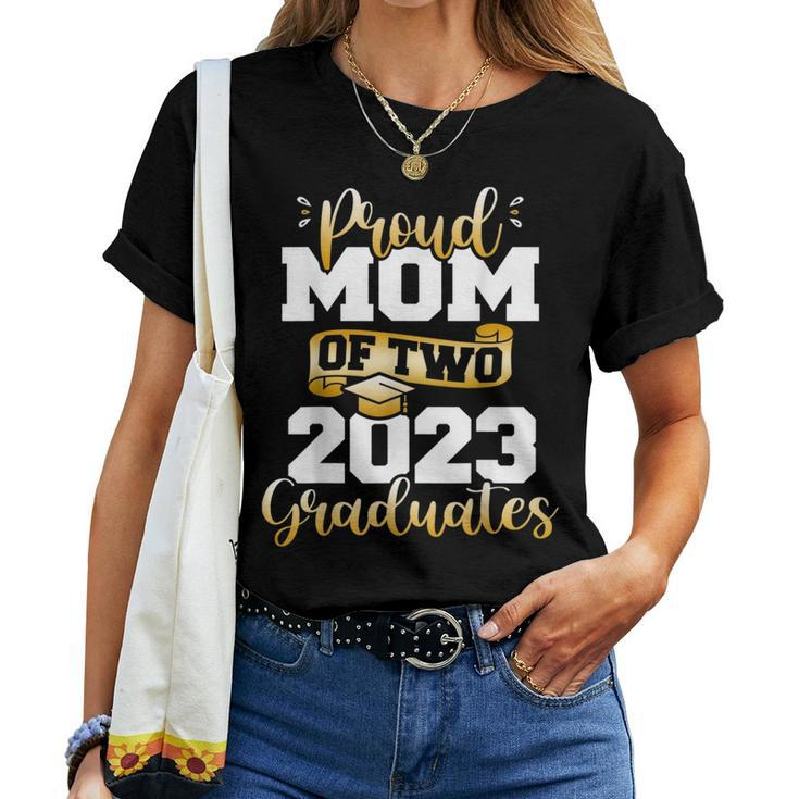Proud Mom Of Two 2023 Graduates Mother Class Of 2023 Senior  Women T-shirt Crewneck Short Sleeve Graphic