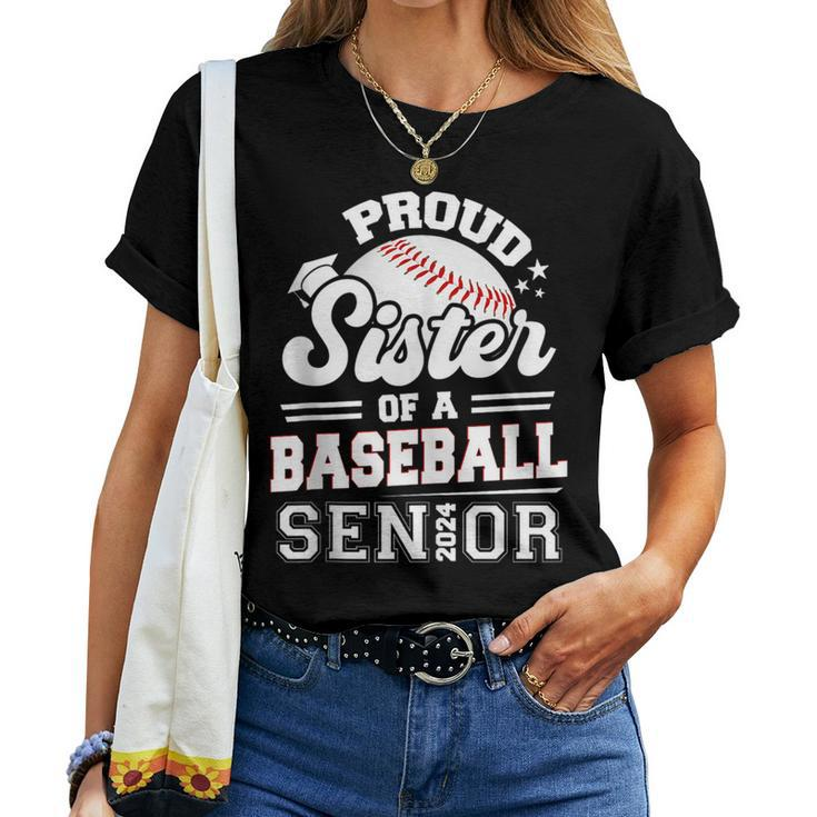 Proud Sister Of A Baseball Senior 2024 Graduate For Sister Women T-shirt