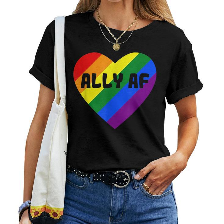 Proud Straight Ally Af Rainbow Heart Gay Pride Lgbtq Allies Women T-shirt