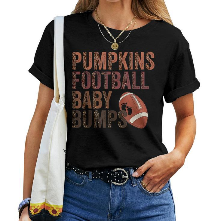 Pumpkins Football Baby Bumps Pregnancy Announcement Fall Women T-shirt