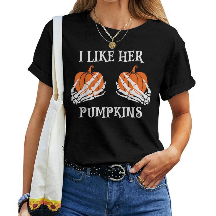 I Like Her Pumpkins Halloween Couple Custome Women T-shirt
