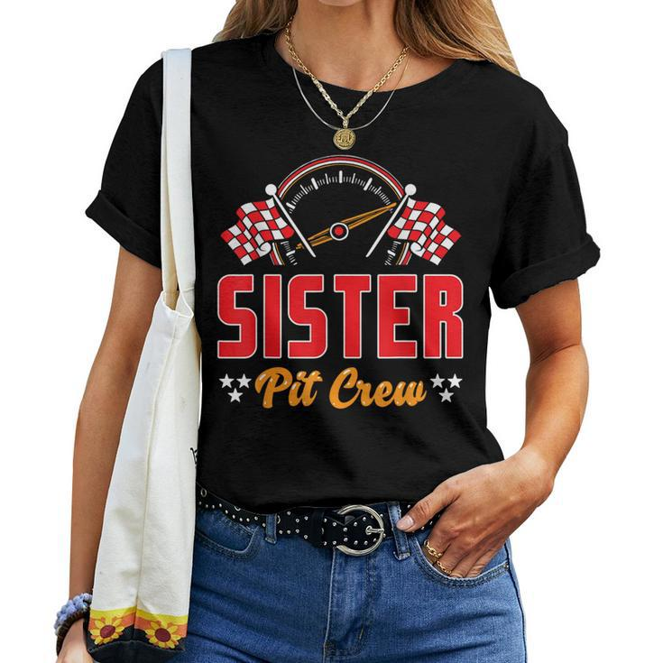 Race Car Birthday Party Matching Family Sister Pit Crew Women T-shirt