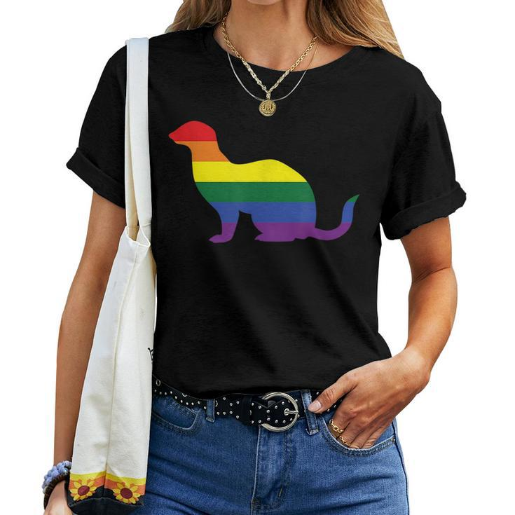 Rainbow Ferret Lgbt Lgbtq Animal Lover Men Women Women T-shirt