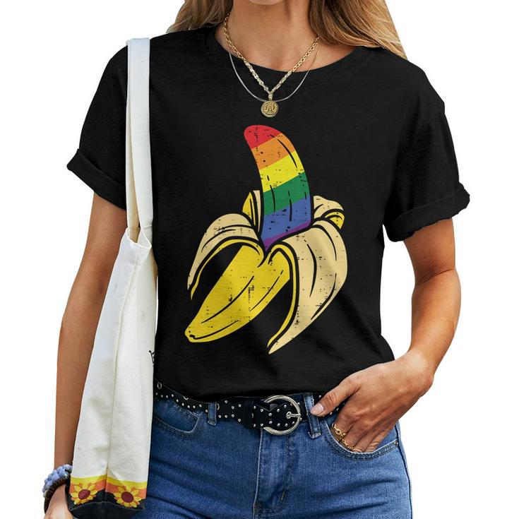 Rainbow Flag Banana Gay Pride Ally Lgbtq Lgbt Men Pup Women T-shirt