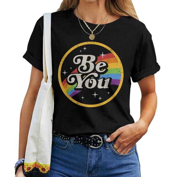 Be You Rainbow Flag Galaxy Lgbtq Pride Gay Lgbt Ally Pride Women T-shirt
