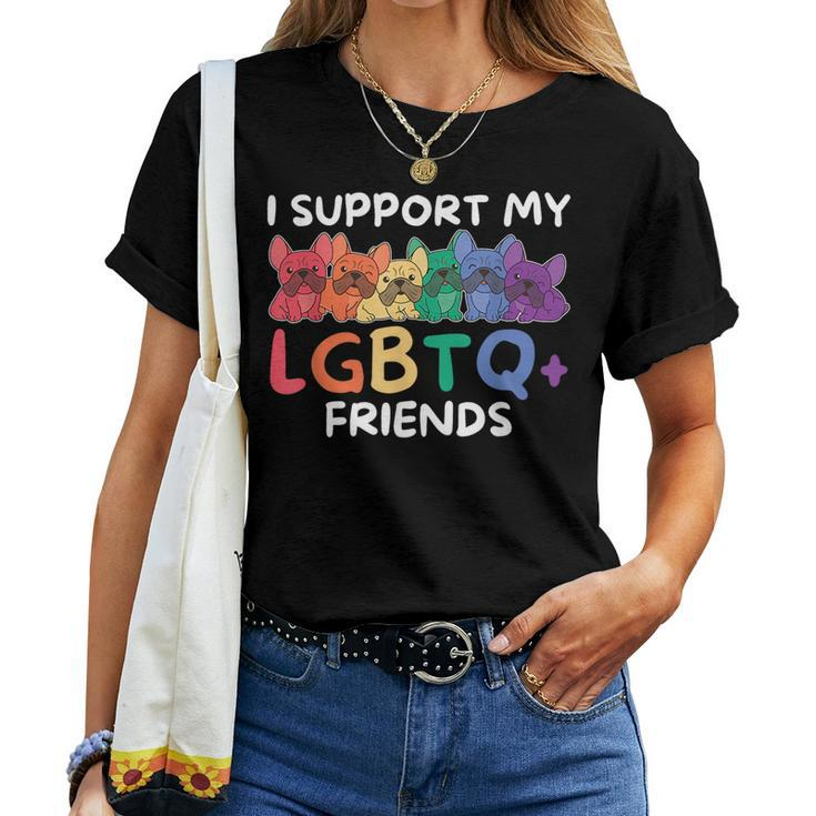Rainbow Flag Gay Pride Lgbtq French Bulldog Women T-shirt