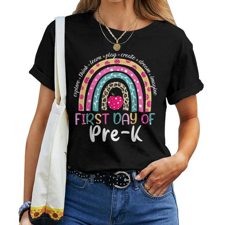 Rainbow Happy First Day Of Pre-K Back To School Women T-shirt