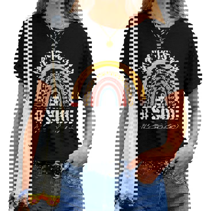 Rainbow Happy First Day Of Preschool Welcome Back To School Women T-shirt