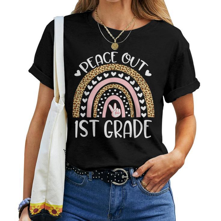 Rainbow Leopard Peace Out 1St Grade Last Day Of School Women T-shirt