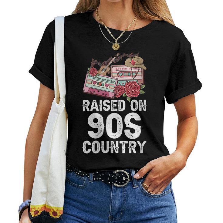 Raised On 90S Country Music Retro Farm Cowgirl Women T-shirt