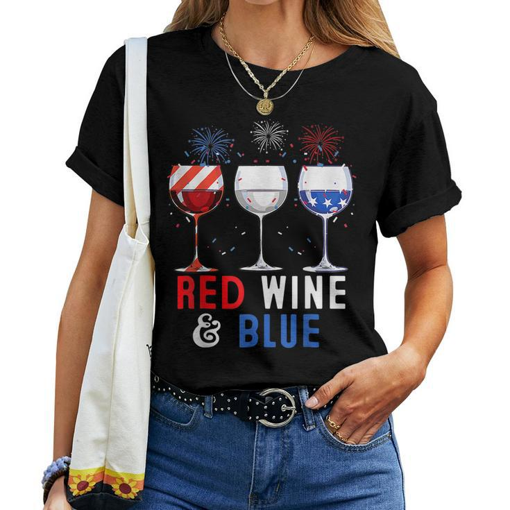 Red Wine And Blue 4Th Of Julys Wine Lover Women T-shirt