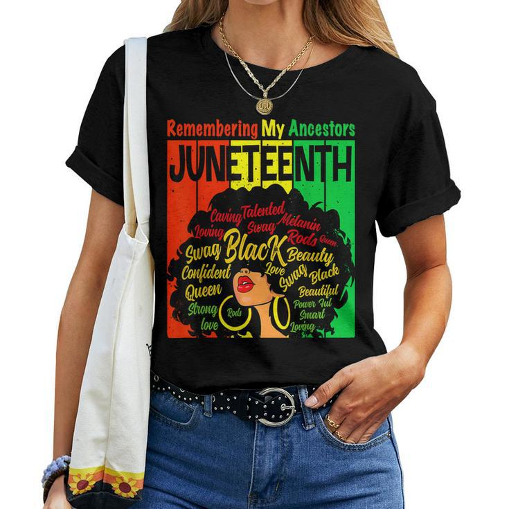 Remembering My Ancestors Junenth Natural Hair Black Women Women T-shirt