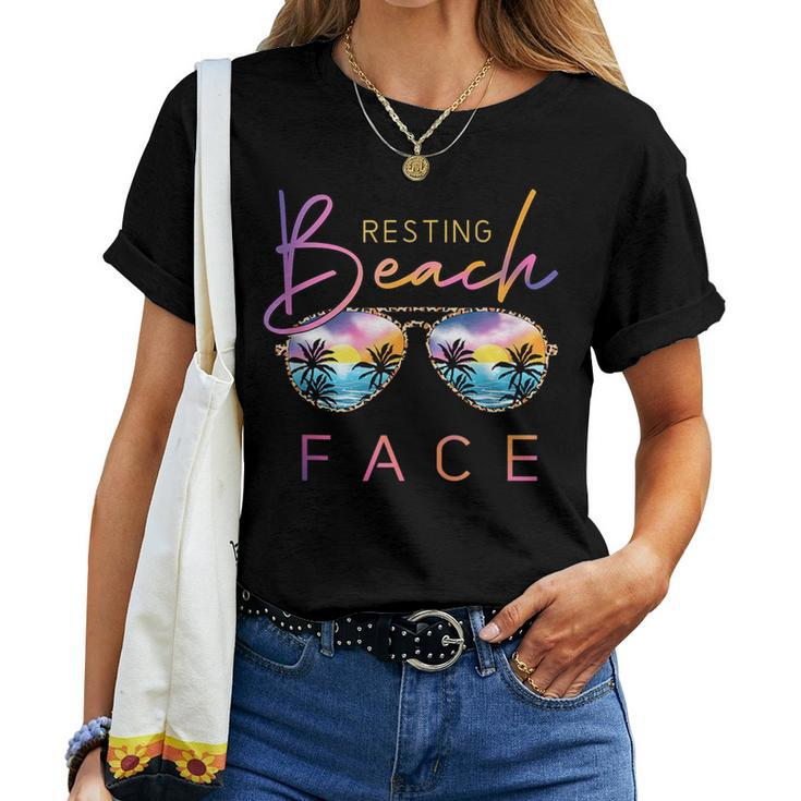 Resting Beach Face Vintage Retro Beach Vacation For Womens Women T-shirt