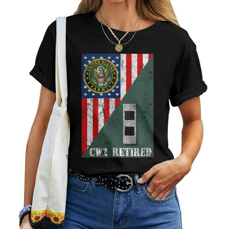 Retired Army Chief Warrant Officer Two Cw2 Half Rank & Flag Women T-shirt
