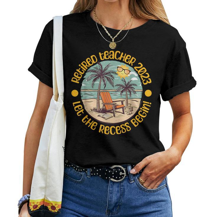 Retired Teacher 2023 Teacher Retirement Party Beach Summer Women T-shirt