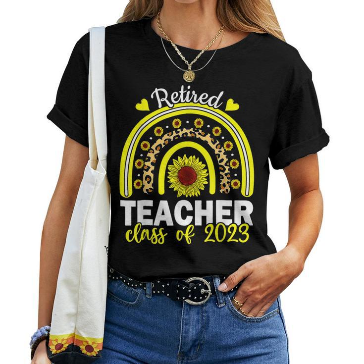 Retired Teacher Class Of 2023 Rainbow Sunflower Retirement Women T-shirt