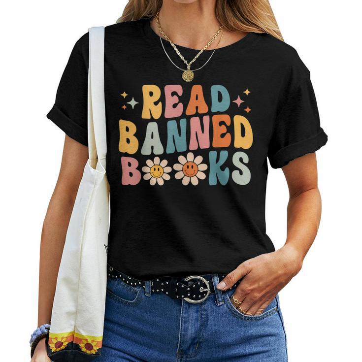 Retro Flower Read Banned Book Reading Book Lovers Readers Reading s Women T-shirt Crewneck