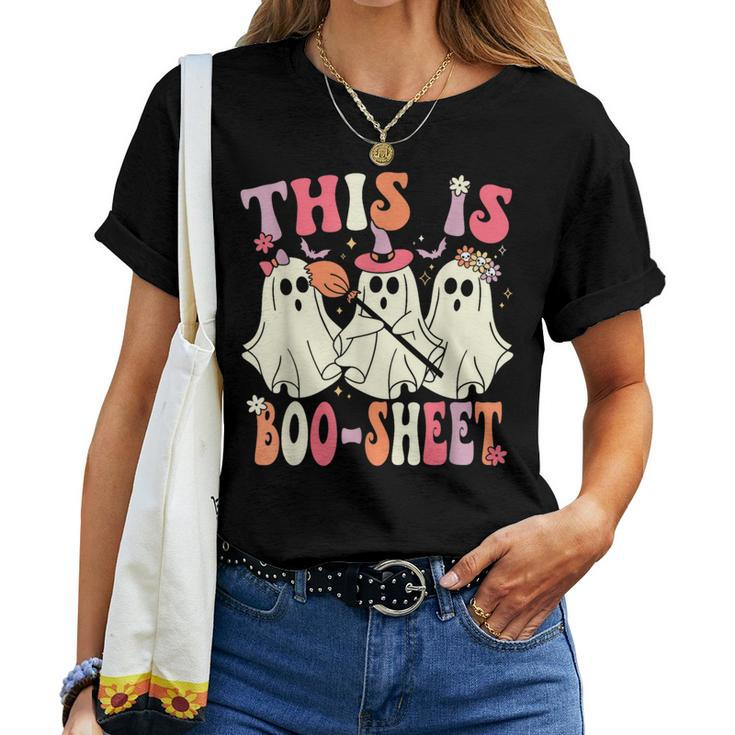 Retro Groovy This Is Some Boo Sheet Halloween Ghost Women T-shirt