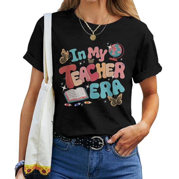 Retro Groovy In My Teacher Era Teaching Life Back To School  Women T-shirt Short Sleeve Graphic