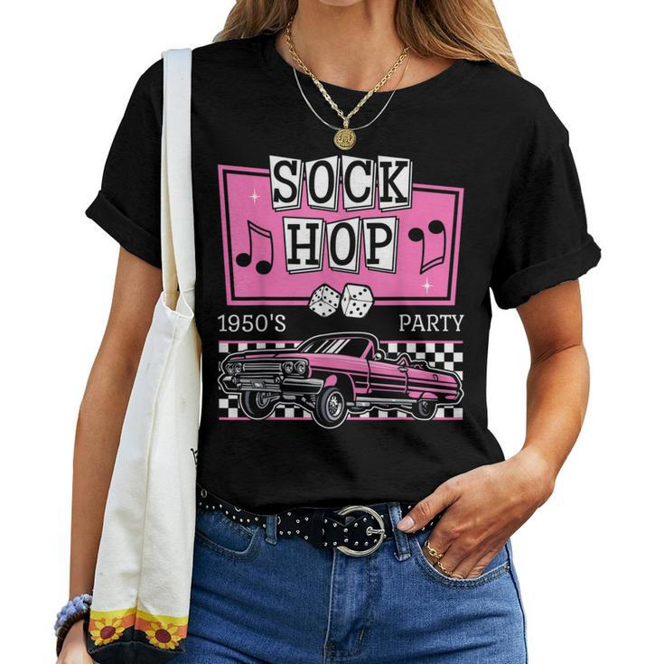 Retro Hop Sock 50S Rock Roll Party Pink Classic Girls Theme Women T-shirt