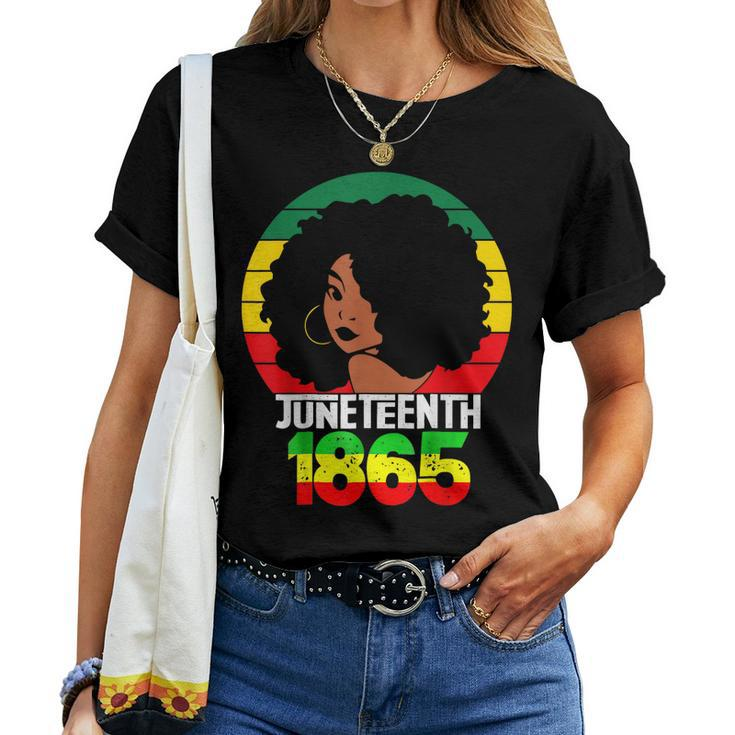 Retro Junenth Day 1865 Afro Melanin Black Women  Women Crewneck Short T-shirt